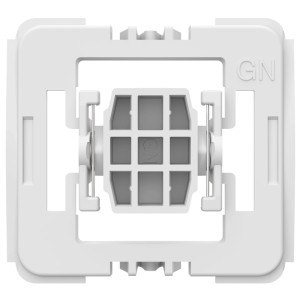 Weißer Homematic IP Adapter für Gira Schalterserien, quadratisch, aus Kunststoff, zur Hausautomation.