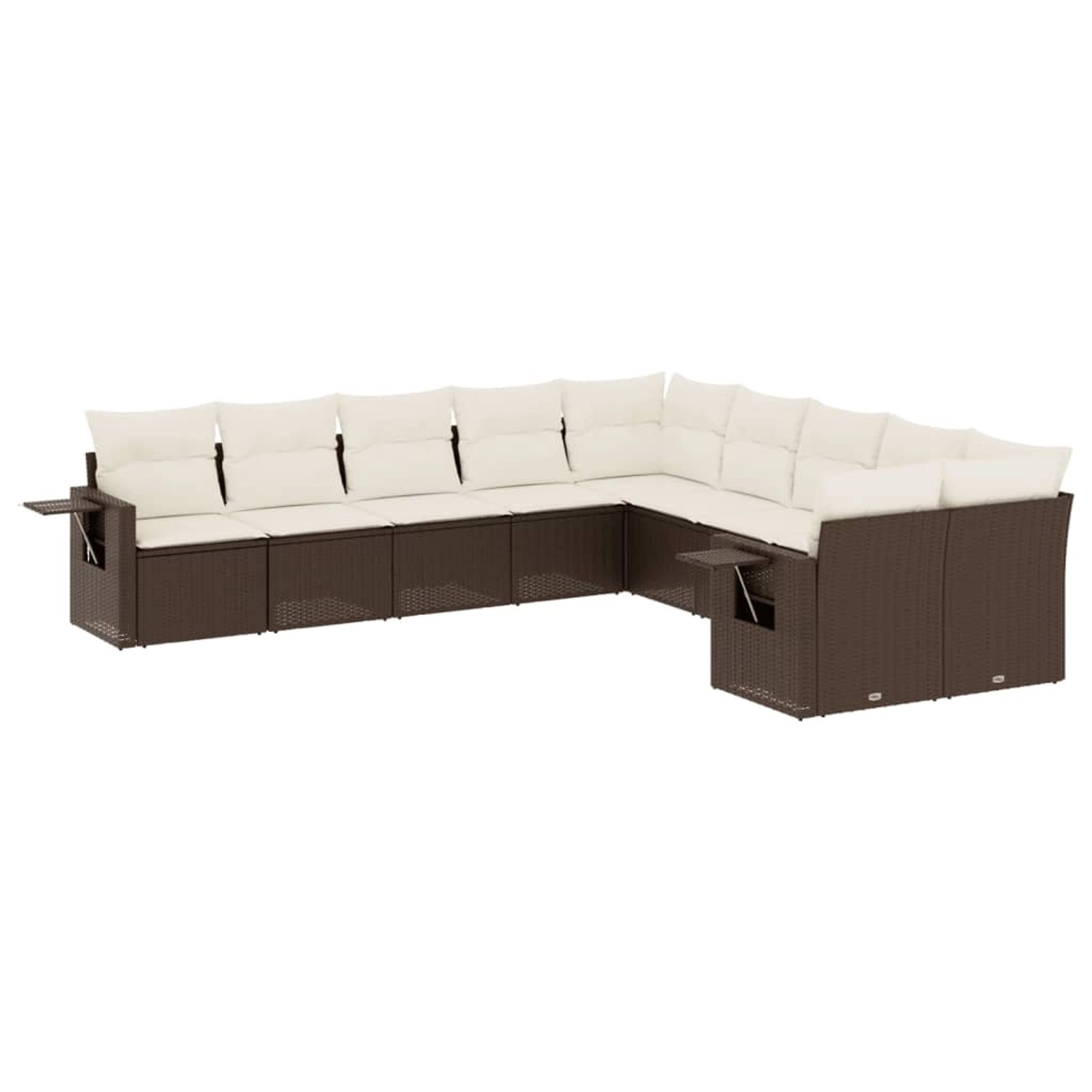 vidaXL 10-Tlg Garten-Sofagarnitur mit Kissen Braun Poly Rattan 3253050 günstig online kaufen