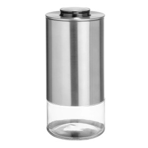 Schöner Wohnen Aufbewahrungsdose Enola, 0,98 l, silberfarben, aus Glas und Edelstahl.