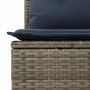 Detailansicht: Graue vidaXL Garten-Sofagarnitur aus Rattan mit blauem Kissen.