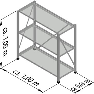 KGT Universal-Aluminium-Regalsystem für Gewächshäuser, ca. 110x35x100cm, mit drei Regalböden.