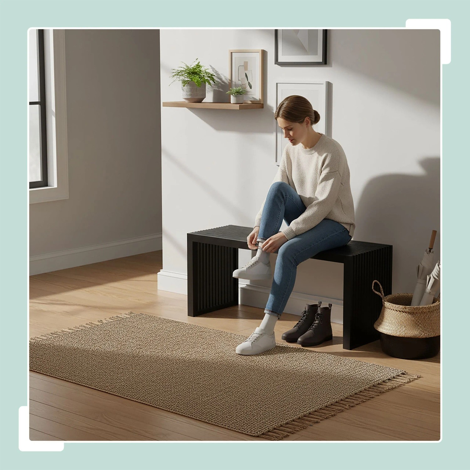 Relaxdays Sitzbank Bambus Schwarz Rutschfest 43 cm x 90 cm x 33 cm 8,5 kg_2
