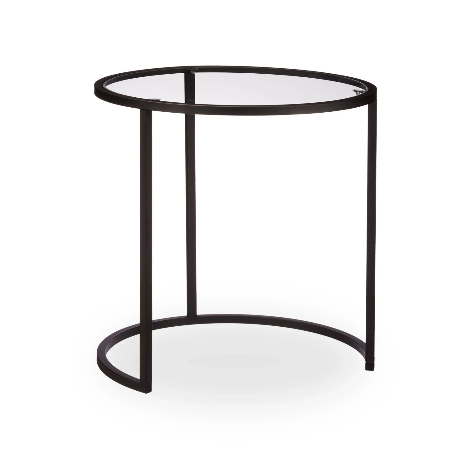 Relaxdays Beistelltische 2er Set Stahl Glas Schwarz 50,5 cm x 50 cm 6,5 kg