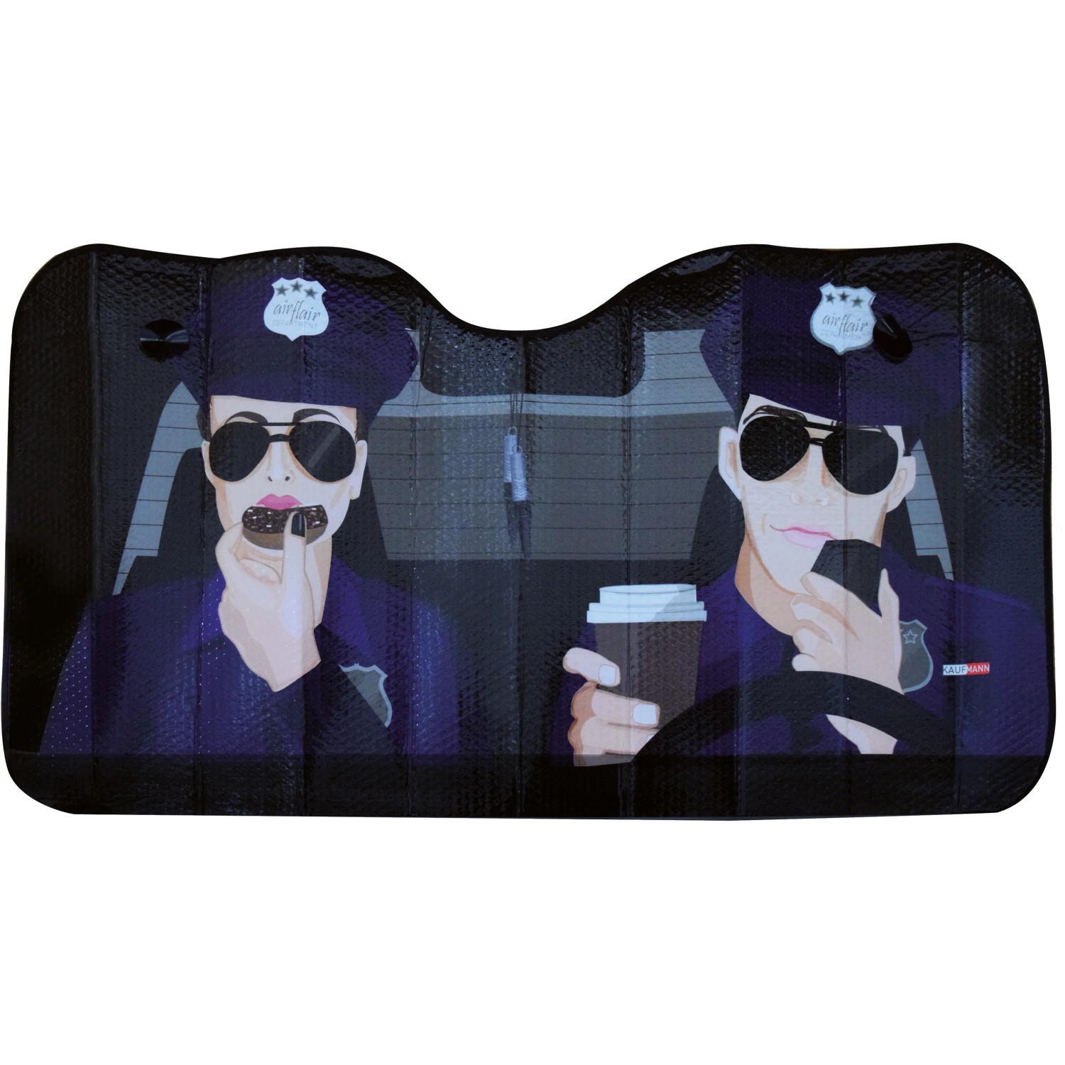 OkCars Frontscheibensonnenschutz Polizei Design, schützt Auto vor Hitze, 130x70 cm.