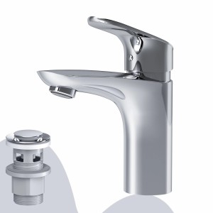 AM.PM Waschtischarmatur Like, Chrom, mit Ablaufgarnitur. Wasserhahn für Waschbecken im Bad.