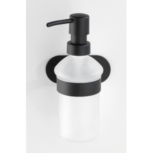 Wenko Orea Black Seifenspender aus Edelstahl und Glas, zur Wandmontage ohne Bohren.