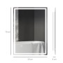 HOMCOM Badspiegel 70x50 cm mit LED-Beleuchtung und Touchschalter, beschlagfrei.