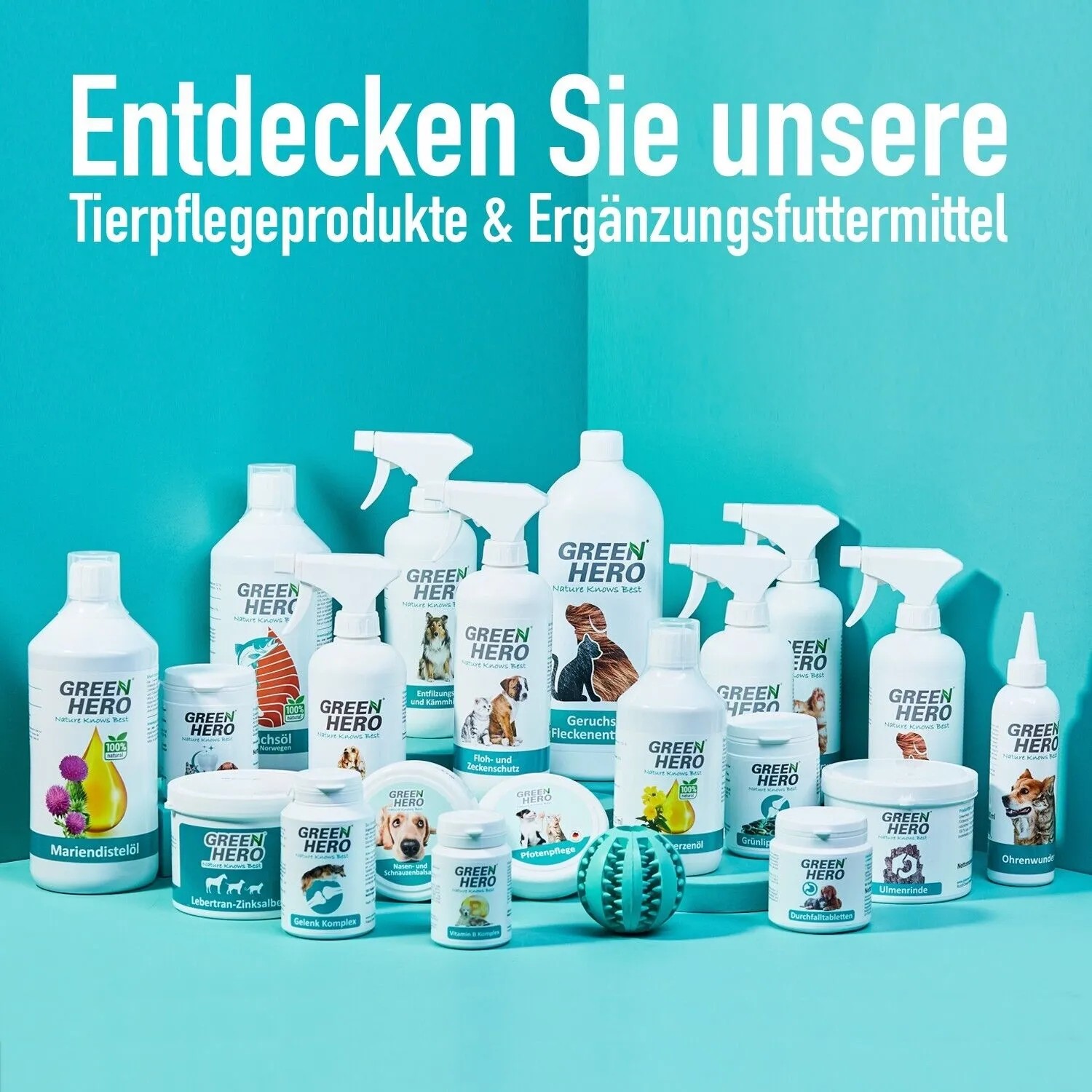 GreenHero Produkte für Hunde und Katzen: Durchfalltabletten und weitere Tierpflegeprodukte.