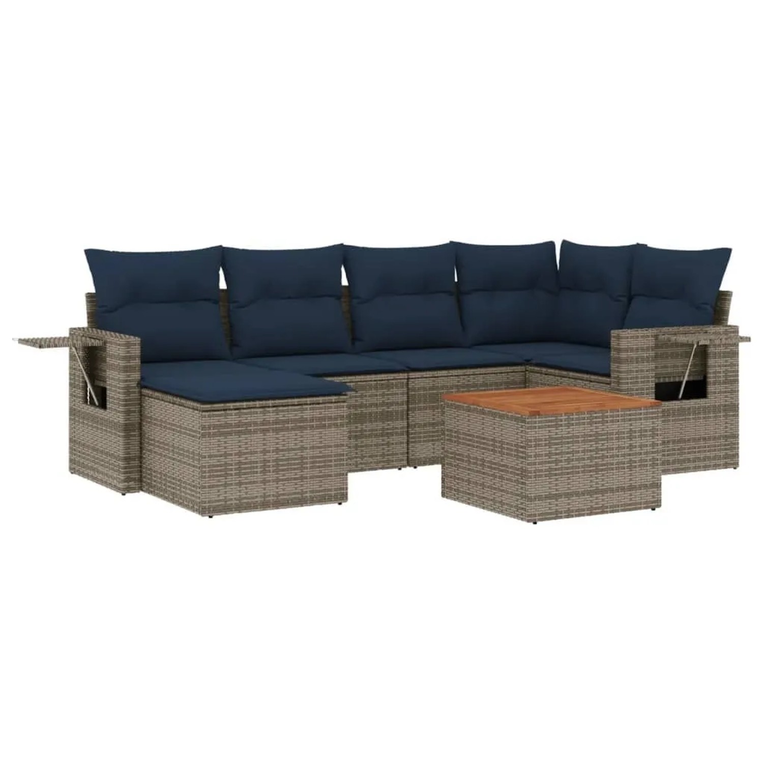 vidaXL 7-Tlg Gartensofa-Set mit Kissen Grau Polyrattan 3224668 günstig online kaufen