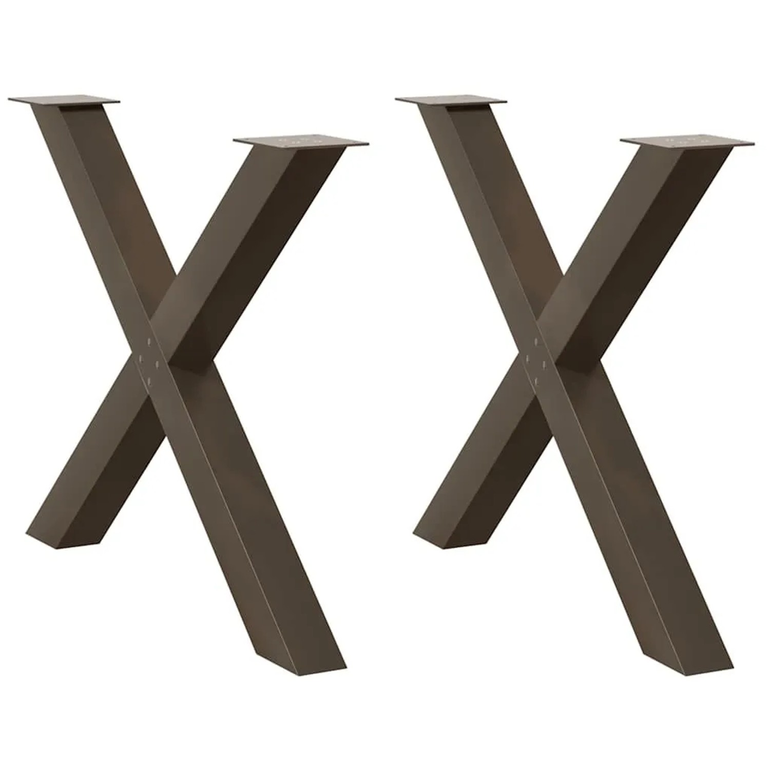 vidaXL Esstischbeine X-Form 2 Stk Naturstahl 90x72-73 cm Stahl 4012987