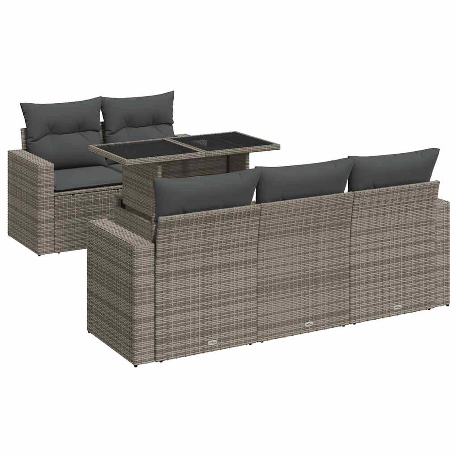 vidaXL 6-Tlg Garten-Sofagarnitur mit Kissen Grau Poly Rattan 3326251 günstig online kaufen