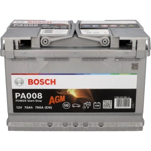 Bosch PowerLine AGM Autobatterie, 70Ah, 760A, für Start-Stopp-Systeme.