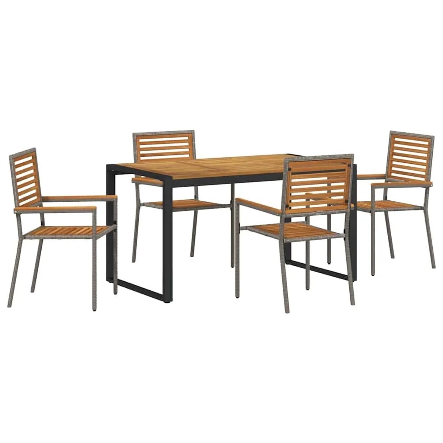 vidaXL Garten Essgruppe 5-Tlg Grau und Holz Poly-Rattan 3365473 günstig online kaufen