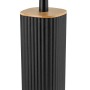 WENKO WC-Garnitur Rotello Schwarz mit Rillenstruktur und Bambusdeckel.