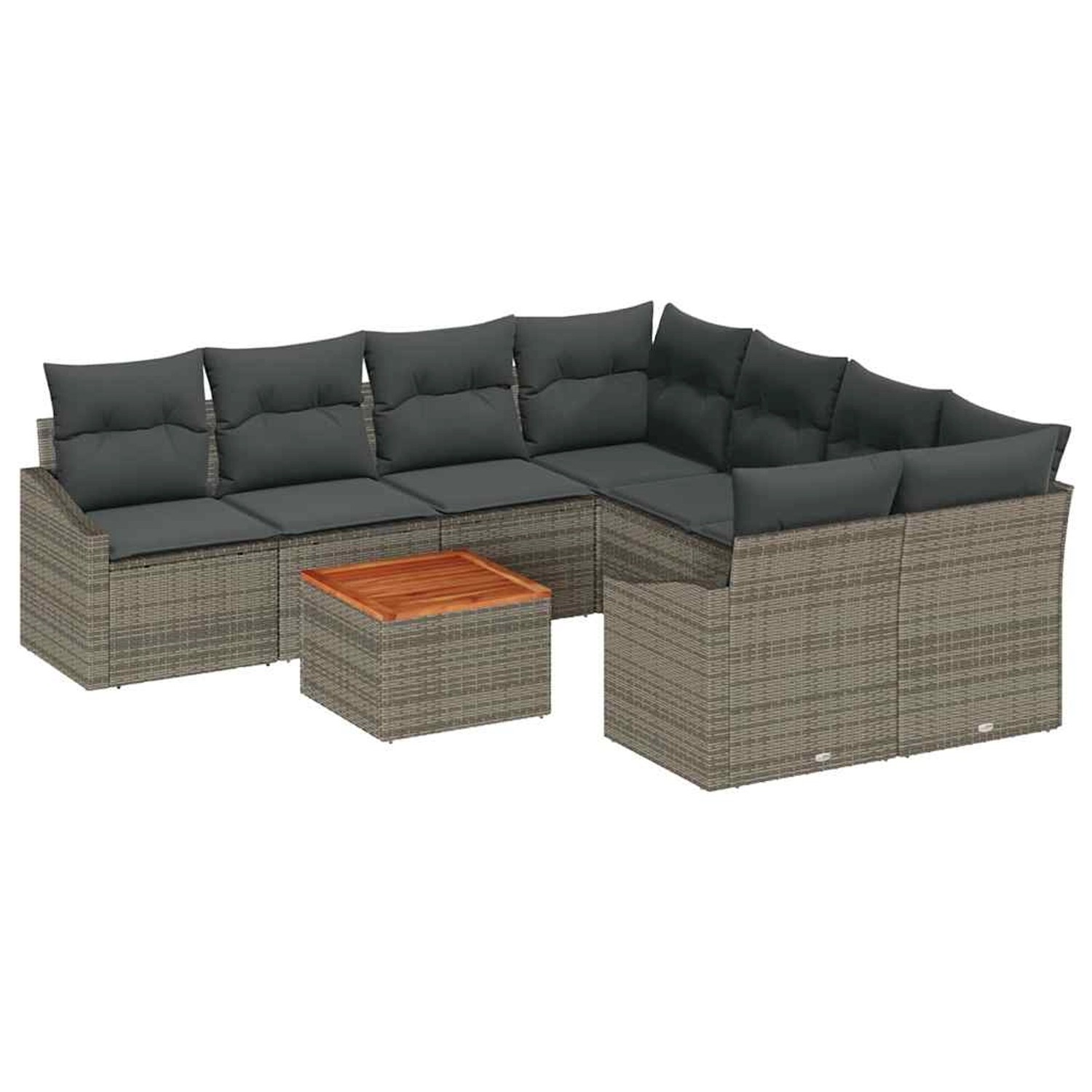 vidaXL Garten-Sofa-Set mit Kissen 9-Tlg Grau Poly Rattan 3347811 günstig online kaufen