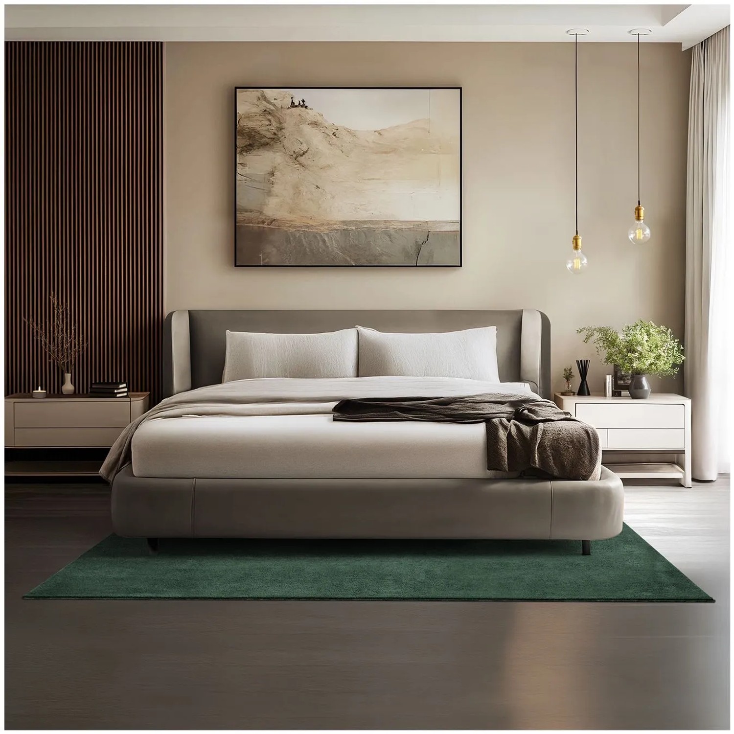 Tectake Kurzflorteppich Soft Zone Verschiedene Größen und Farben Flauschige Oberfläche  1630 G M² Florgewicht 140 x 200 cm 140 x 200 x 1 50 cm Grün