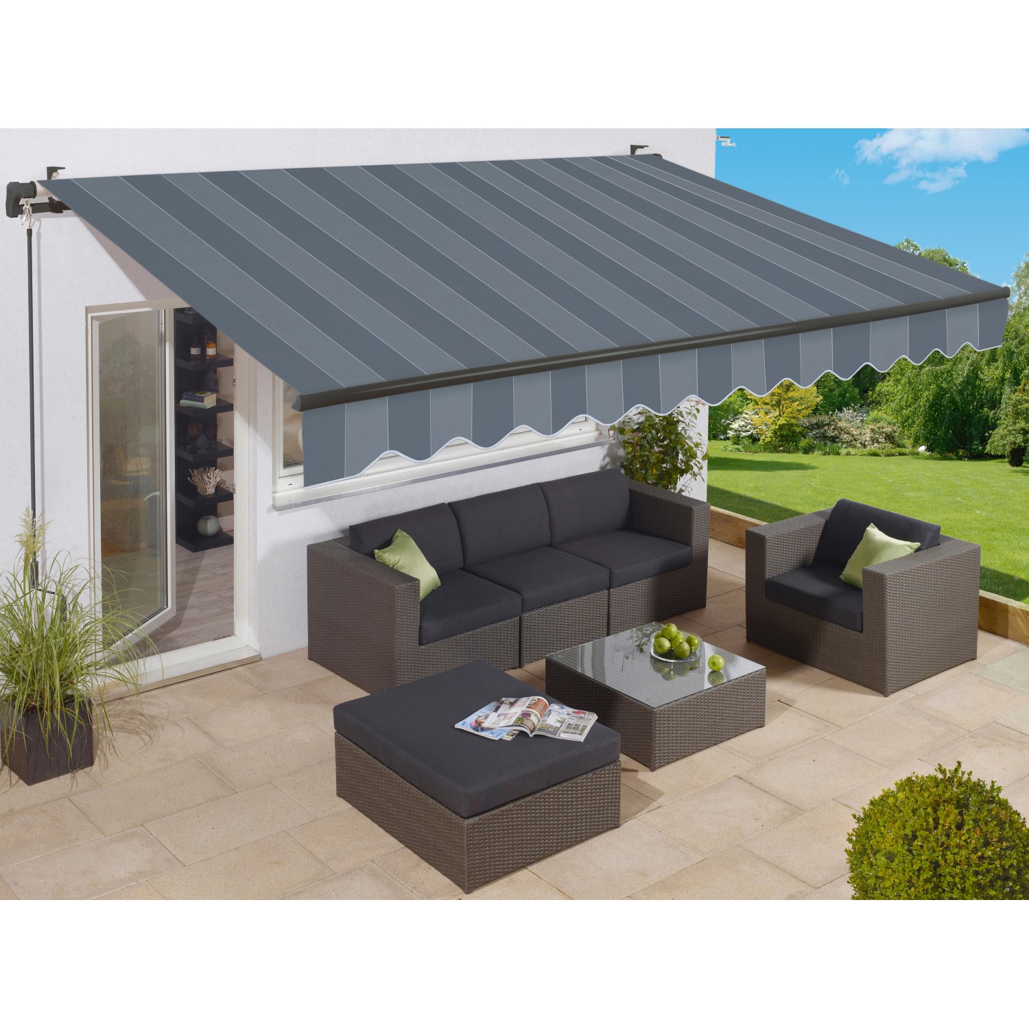 Markisenstoff Grau Weiss Gestreift Markisenstoff 300 Cm X 200 Cm