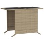 Beiges 3-tlg. vidaXL Bistro-Set aus Polyrattan mit Glasplatte für Garten, Terrasse oder Balkon.