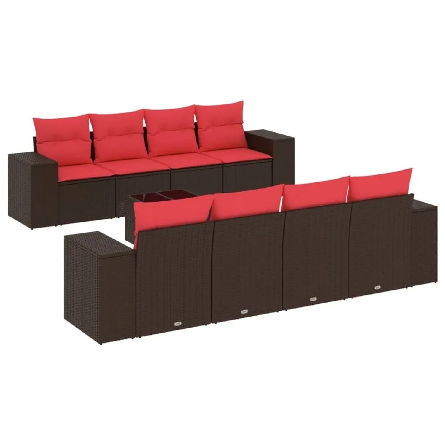 vidaXL 9-Tlg Gartensofa-Set mit Kissen Braun Polyrattan 3222353
