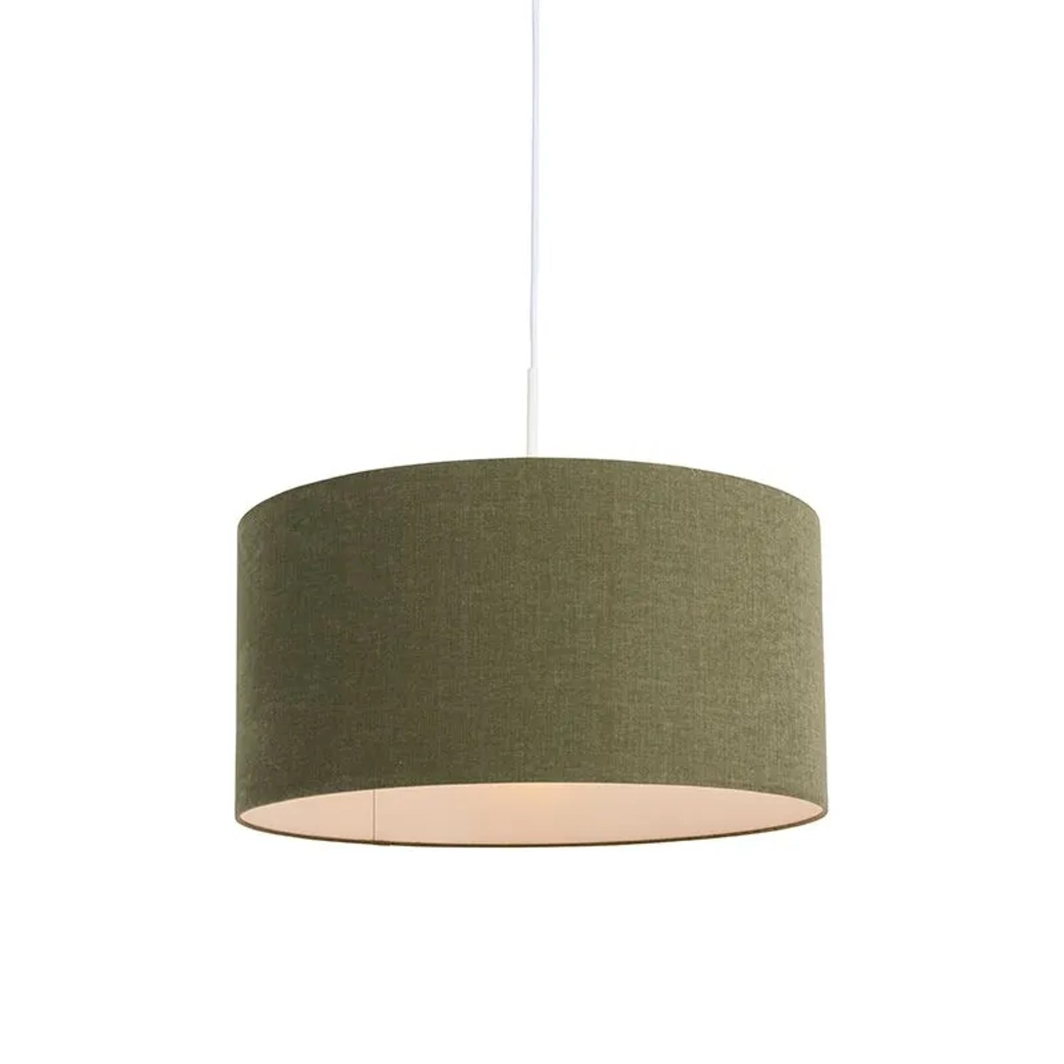 QAZQA Hängelampe Weiß mit Grünem Schirm 50 cm Combi 1