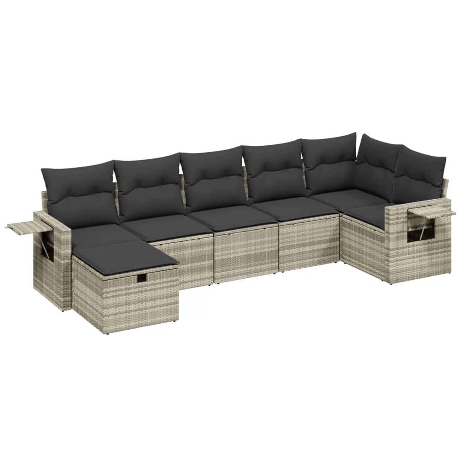 vidaXL 7-Tlg Garten-Sofagarnitur mit Kissen Hellgrau Poly Rattan 3263818 günstig online kaufen