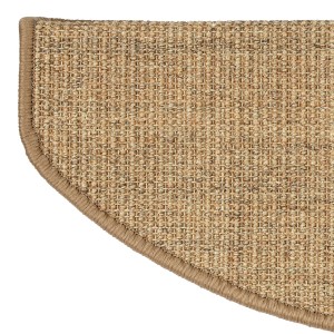 Halbrunde, selbstklebende Sisal Stufenmatte in Natur mit Korkrand, 23,5x65 cm.