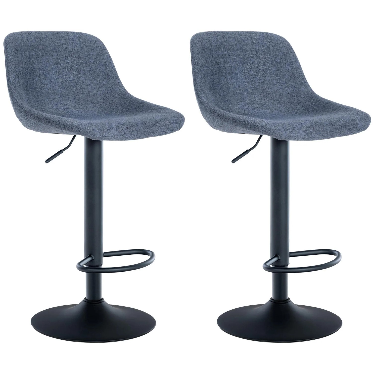 DELUKE 2er Set Barhocker HODOR Stoff Blau 43x49x79cm Barstuhl Höhenverstellbar Mit Lehne Drehbar Tresenhocker Tresenstuhl