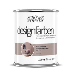 Schöner Wohnen Designfarbe Romantisches Pfingstrosen, 100ml Dose, Bunte Wandfarbe.