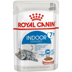 Royal Canin Indoor 7+ Nassfutter für ältere Wohnungskatzen, 85g Portionsbeutel.