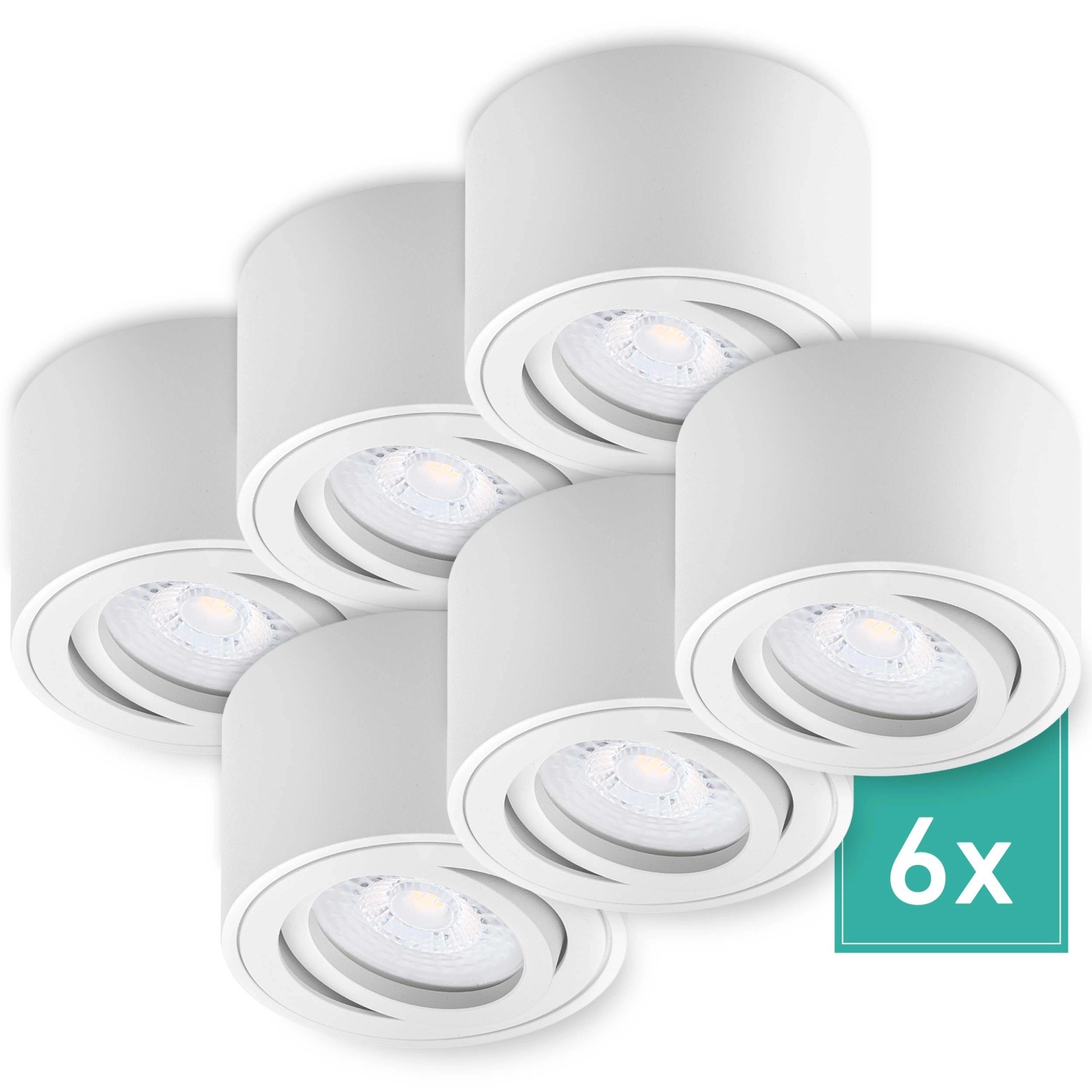 Oktaplex 6er Set Aluminium Deckenspot Lile S Schwenkbar inkl. LED-Module Wa günstig online kaufen