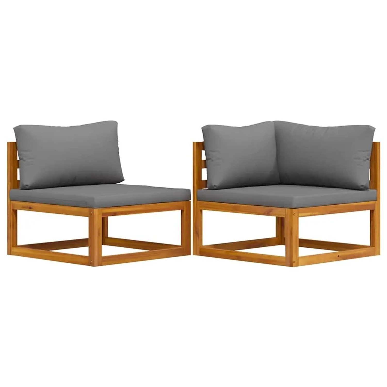 vidaXL 2 Tlg Sofa-Set mit Dunkelgrauen Kissen Akazie Massivholz 311856