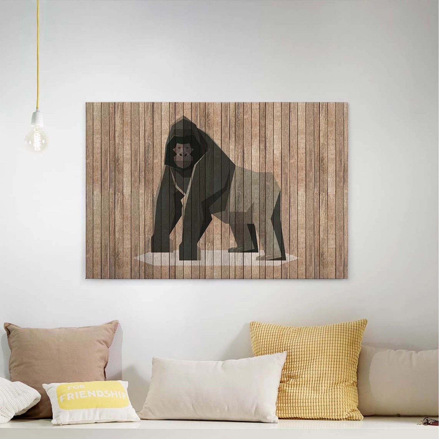 Bricoflor Leinwand Bild Mit Gorilla In Beige Braun Holzbild Mit Tier Motiv günstig online kaufen