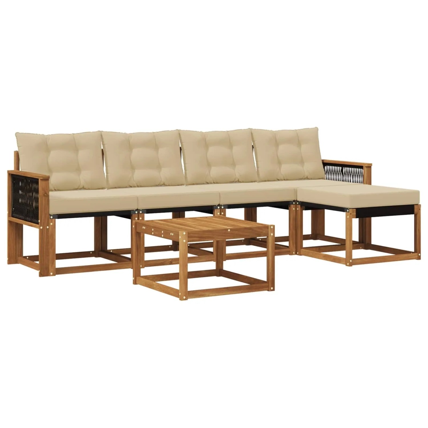 vidaXL Outdoor-Sofagarnitur mit Kissen 6 Stk Natur und Beige 3381905