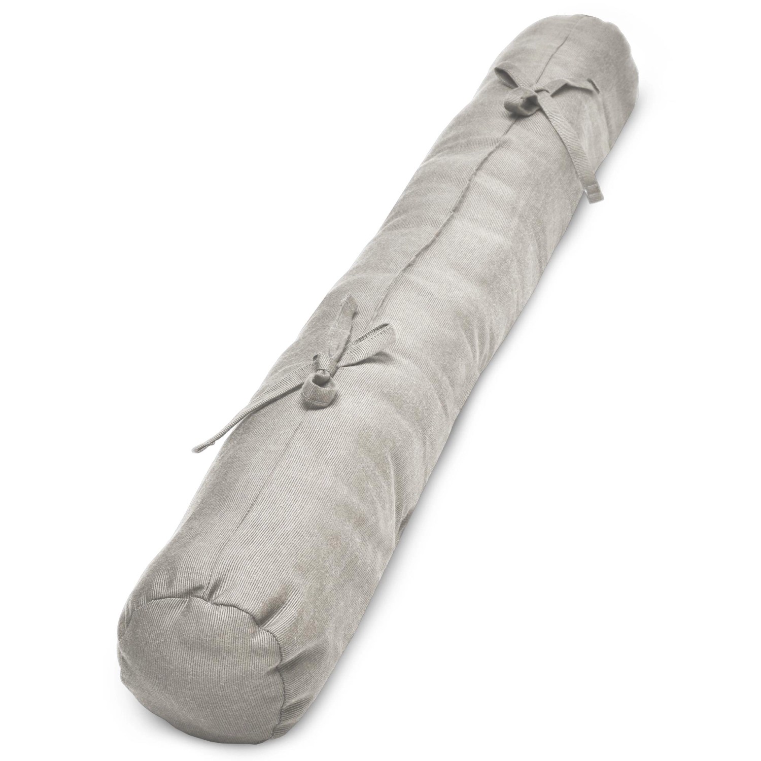 Beautissu Viento Zugluftstopper, 90cm, hellgrau, mit Befestigungsbändern.