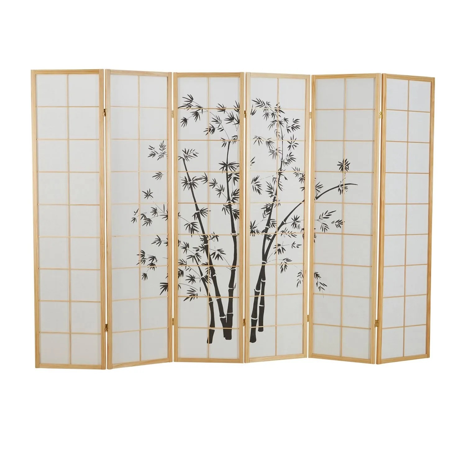 Homestyle4u 6-tlg Paravent in Braun 264x179 cm 394
