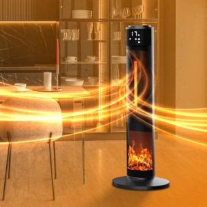 Tronitechnik Turmheizer mit Kaminfeuer-Effekt, 2000 Watt, im Wohnraum.