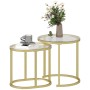 HOMCOM Couchtisch-Set mit Glasplatte und goldenem Stahlgestell, 2er-Set.