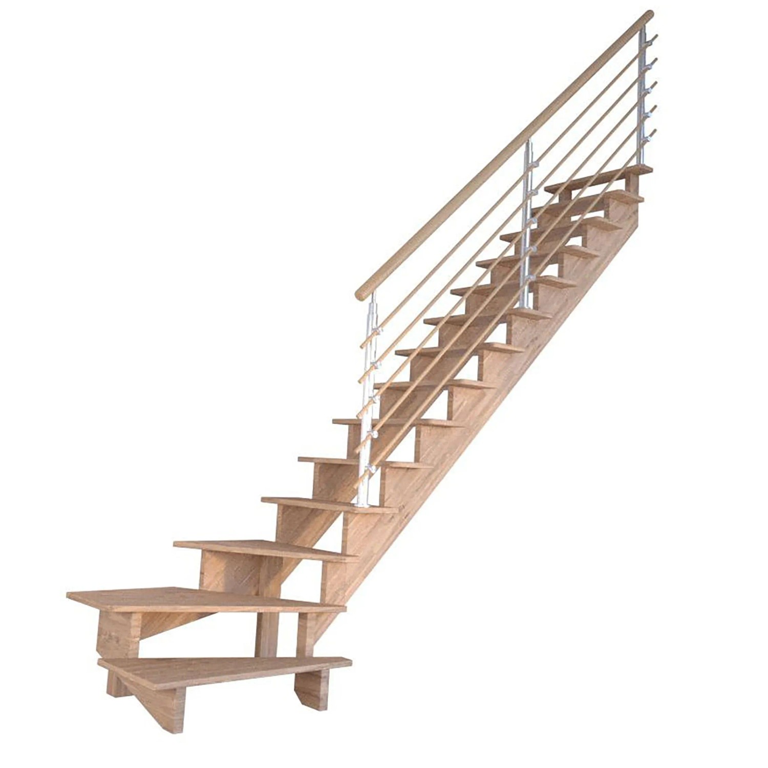 Treppe Lindos Eiche Gewendelt R 80 cm Design-Geländer-Holzstäbe FSC® günstig online kaufen