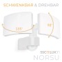 Weißer SSC-LUXon NORSU LED Strahler mit Bewegungsmelder, schwenk- und drehbar.