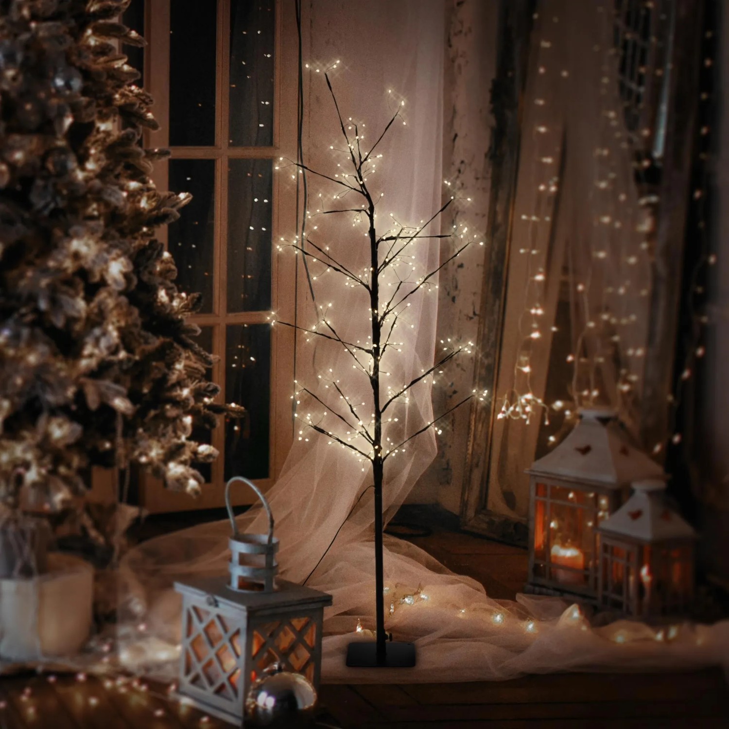 ECD Germany Weihnachtsbaum LED außen 120 cm 240 LEDs Warmweiß mit Timer kaufen bei OBI