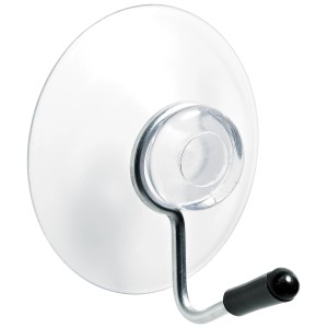 Transparenter Hettich Saughaken, 4 cm Durchmesser, für einfache Wandmontage.