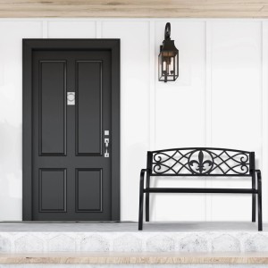 Relaxdays Gartenbank Stahl Gusseisen Schwarz Belastbar 86 cm x 127 cm x 60 cm 13,4 kg