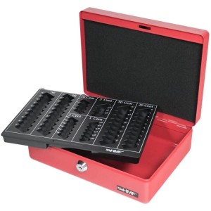 HMF 208 Geldkassette Euro-Münzzählbrett 25 x 18 x 9 cm Rot