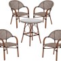 Acamp Gartenmöbel-Set Maui: 4 Sessel, 1 Tisch Ø 70 cm in Bambus-Optik Cappuccino.