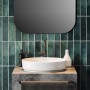 Badezimmer mit Grosfillex Wandpaneelen Element 3D Optik Vertical Tiles Lagoon.