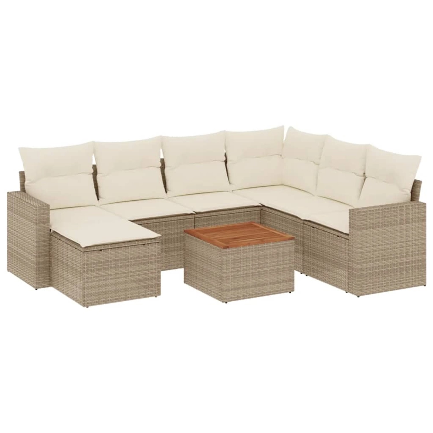 vidaXL 8-Tlg Garten-Sofagarnitur mit Kissen Beige Poly Rattan 3256569 günstig online kaufen