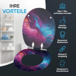SANILO WC-Sitz Lumen mit Absenkautomatik, buntes Marmor-Design für Standard WC-Becken.