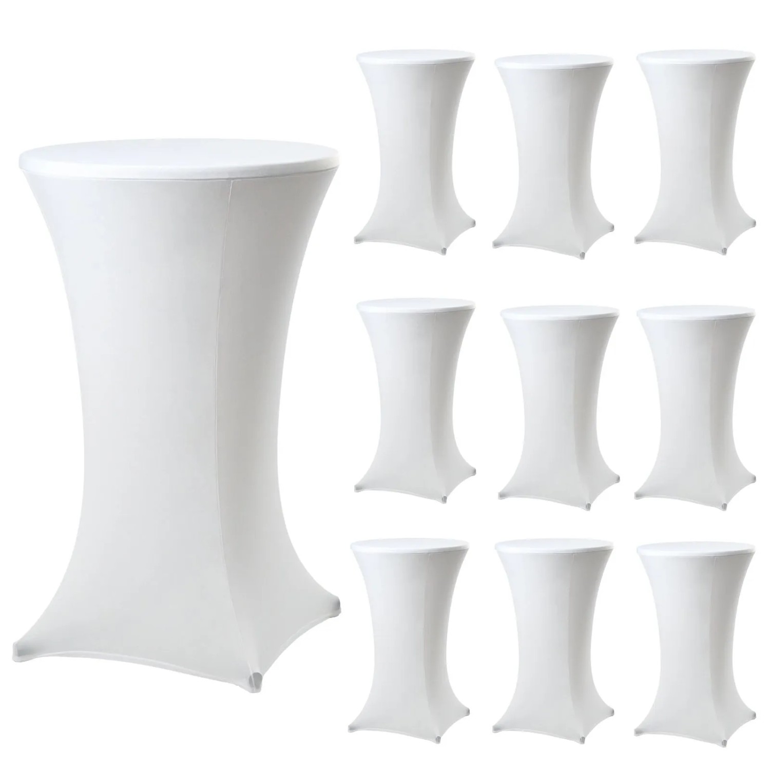 TRUTZHOLM 10er Set Stehtischhusse Husse Bistrotisch Decke 60cm Weiß