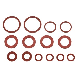 Kirchhoff Dichtungs-Sortiment, 14 rote Vulkanfiber Dichtungen in verschiedenen Größen.