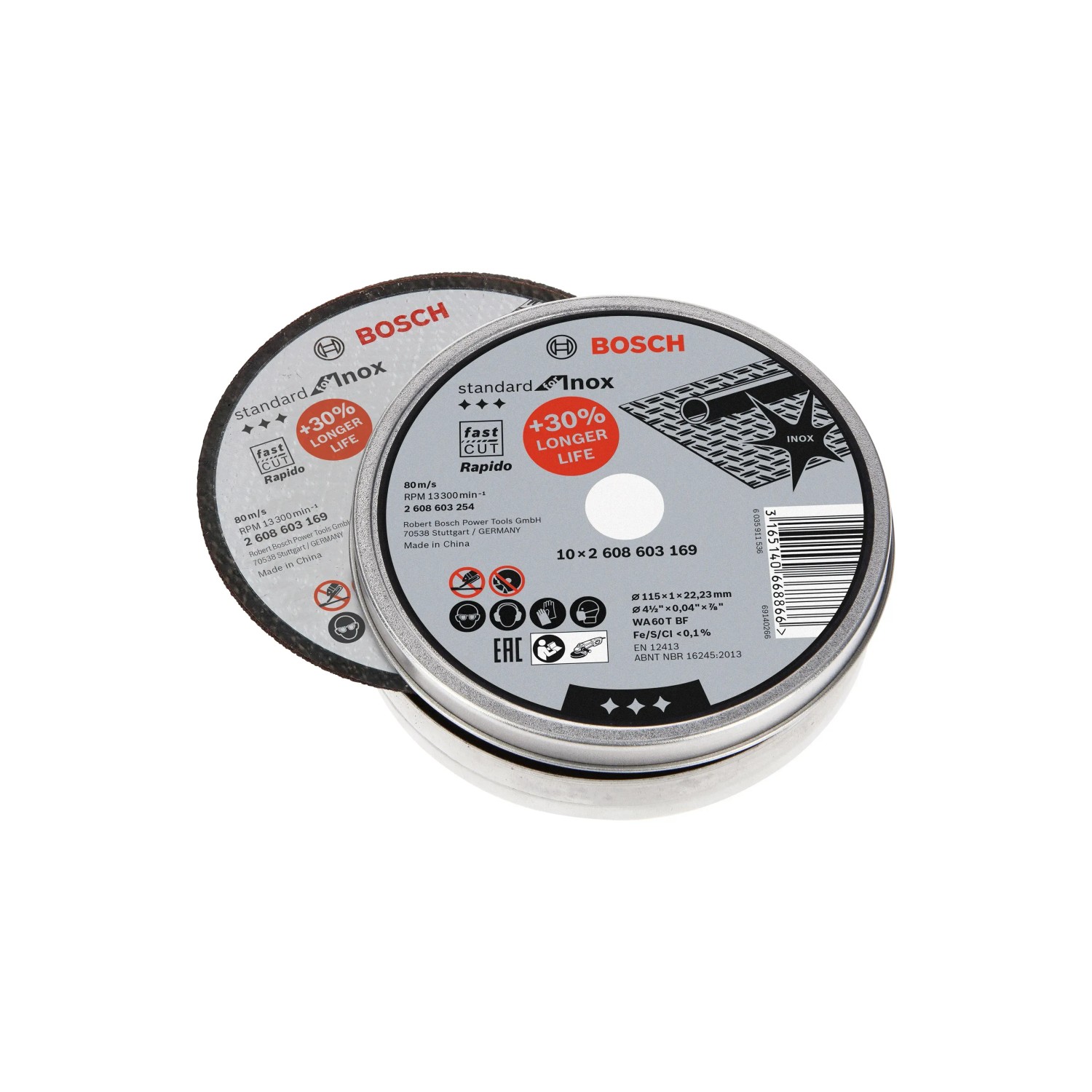 Bosch Trennscheiben-Set, 10 Stück, Ø 115mm, für Edelstahl Winkelschleifer.